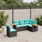 Preview: ARDEBO.de - 5-tlg. Garten-Sofagarnitur mit Kissen Schwarz Poly Rattan