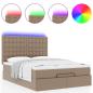 Preview: Ottoman-Bett mit Matratze & LEDs 140x190cm Kunstleder