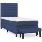 Preview: Boxspringbett mit Matratze Blau 90x190 cm Stoff