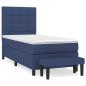 Preview: Boxspringbett mit Matratze Blau 100x200 cm Stoff