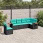 Preview: ARDEBO.de - 6-tlg. Garten-Sofagarnitur mit Kissen Schwarz Poly Rattan