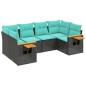Preview: 6-tlg. Garten-Sofagarnitur mit Kissen Schwarz Poly Rattan
