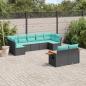 Preview: ARDEBO.de - 9-tlg. Garten-Sofagarnitur mit Kissen Schwarz Poly Rattan