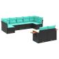 Preview: 9-tlg. Garten-Sofagarnitur mit Kissen Schwarz Poly Rattan