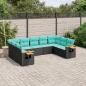 Preview: ARDEBO.de - 9-tlg. Garten-Sofagarnitur mit Kissen Schwarz Poly Rattan