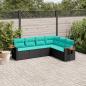 Preview: ARDEBO.de - 6-tlg. Garten-Sofagarnitur mit Kissen Schwarz Poly Rattan