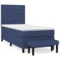 Preview: Boxspringbett mit Matratze Blau 90x200 cm Stoff