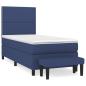 Preview: Boxspringbett mit Matratze Blau 90x200 cm Stoff