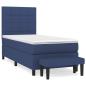 Preview: Boxspringbett mit Matratze Blau 90x190 cm Stoff