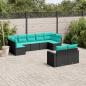 Preview: ARDEBO.de - 9-tlg. Garten-Sofagarnitur mit Kissen Schwarz Poly Rattan