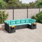 Preview: ARDEBO.de - 7-tlg. Garten-Sofagarnitur mit Kissen Schwarz Poly Rattan