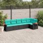 Preview: ARDEBO.de - 6-tlg. Garten-Sofagarnitur mit Kissen Schwarz Poly Rattan