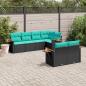 Preview: ARDEBO.de - 7-tlg. Garten-Sofagarnitur mit Kissen Schwarz Poly Rattan