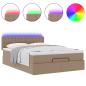 Preview: Ottoman-Bett mit Matratzen & LEDs Cappuccino-Braun 140x190cm