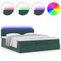 Preview: Ottoman-Bett mit Matratzen & LEDs Dunkelgrün 200x200 cm Samt