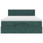 Preview: Ottoman-Bett mit Matratze & LEDs Dunkelgrün 140x190 cm Samt