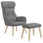 Preview: Relaxsessel mit Hocker Hellgrau Stoff