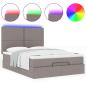 Preview: Ottoman-Bett mit Matratze & LEDs Taupe 140x190 cm Stoff