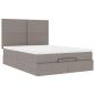 Preview: Ottoman-Bett mit Matratze & LEDs Taupe 140x190 cm Stoff