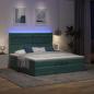 Preview: Ottoman-Bett mit Matratzen & LEDs Dunkelgrün 200x200 cm Samt
