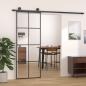 Preview: Schiebetür Schwarz 76x205 cm ESG Glas und Aluminium