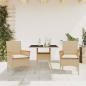 Preview: ARDEBO.de - 3-tlg. Garten-Essgruppe mit Kissen Beige Poly Rattan und Glas