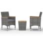 Preview: 3-tlg. Bistro-Set Poly Rattan und Akazienholz Grau