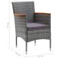 Preview: 3-tlg. Bistro-Set Poly Rattan und Akazienholz Grau