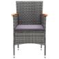 Preview: 3-tlg. Bistro-Set Poly Rattan und Akazienholz Grau