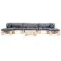 Preview: 6-tlg. Paletten-Lounge-Set mit Kissen in Grau Holz