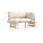Preview: Outdoor-Sofa Paletten mit Kissen in Sandfarben Kiefernholz