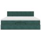 Preview: Ottoman-Bett mit Matratzen & LEDs Dunkelgrün 200x200 cm Samt