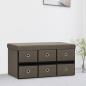 Preview: ARDEBO.de - Faltbare Sitzbank mit Stauraum Braun 76x38x38 cm Leinenoptik