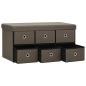 Preview: Faltbare Sitzbank mit Stauraum Braun 76x38x38 cm Leinenoptik