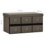 Preview: Faltbare Sitzbank mit Stauraum Braun 76x38x38 cm Leinenoptik