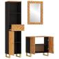 Preview: 3-tlg. Badschrank-Set Braun und Schwarz Massivholz Mango