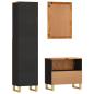 Preview: 3-tlg. Badschrank-Set Braun und Schwarz Massivholz Mango