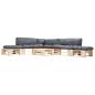 Preview: ARDEBO.de - 6-tlg. Paletten-Lounge-Set mit Kissen in Grau Holz