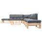Preview: 6-tlg. Paletten-Lounge-Set mit Kissen in Grau Holz
