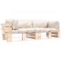 Preview: ARDEBO.de - 2-tlg. Outdoor-Sofa-Set Paletten Kissen Sandfarben Kiefernholz