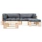 Preview: 4-tlg. Paletten-Lounge-Set mit Kissen in Grau Holz