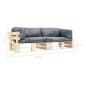 Preview: 2-tlg. Outdoor-Sofa-Set Paletten mit Kissen in Grau Kiefernholz