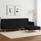 Preview: ARDEBO.de - Schlafsofa 2-Sitzer mit Fußhocker Schwarz Stoff