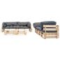 Preview: 6-tlg. Paletten-Lounge-Set mit Kissen in Grau Holz