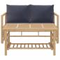 Preview: 2-tlg. Garten-Lounge-Set mit Dunkelgrauen Kissen Bambus