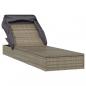 Preview: Sonnenliege mit Faltdach Grau 213x63x97 cm Poly Rattan