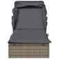 Preview: Sonnenliege mit Faltdach Grau 213x63x97 cm Poly Rattan
