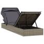Preview: Sonnenliege mit Faltdach Grau 213x63x97 cm Poly Rattan