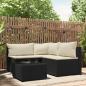 Preview: ARDEBO.de - 4-tlg. Garten-Lounge-Set mit Kissen Schwarz Poly Rattan