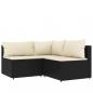 Preview: 4-tlg. Garten-Lounge-Set mit Kissen Schwarz Poly Rattan